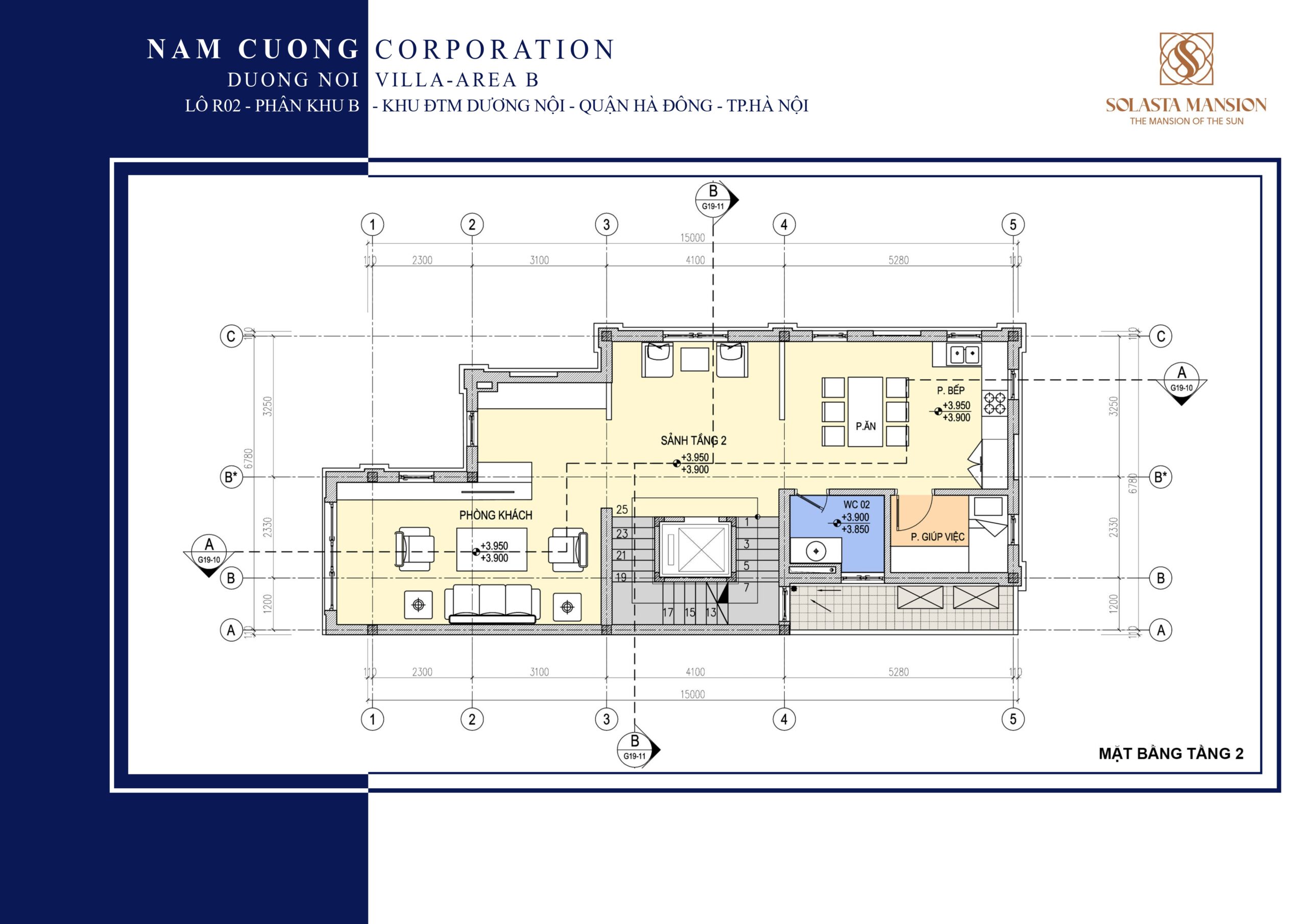 Thiết kế biệt thự góc Solasta Mansion Dương Nội tầng 2